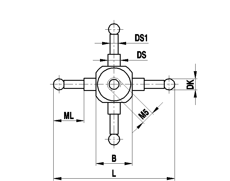 M5 звёздчатый щуп с 4 лучами, рубиновый шарик Ø1.5 мм, стержень из карбида вольфрама, ML 7.5 мм для систем ZEISS A-5555-0070